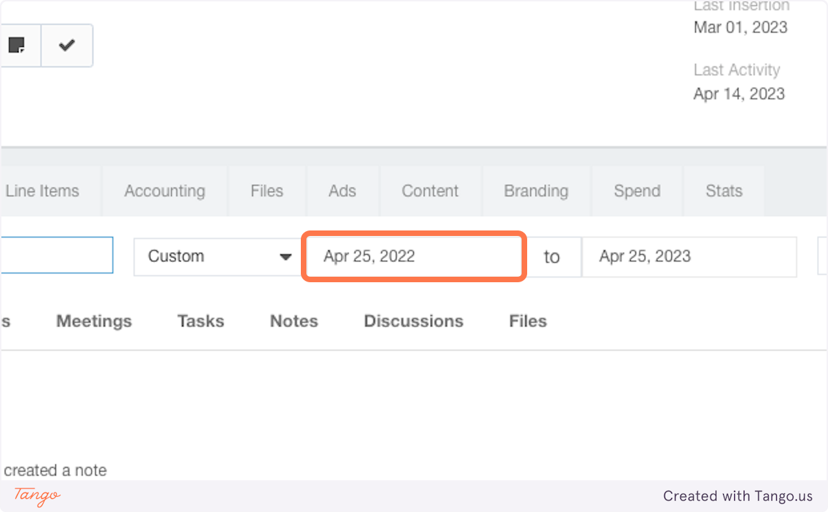 Adjust the dates in the first field to see activity older than one year