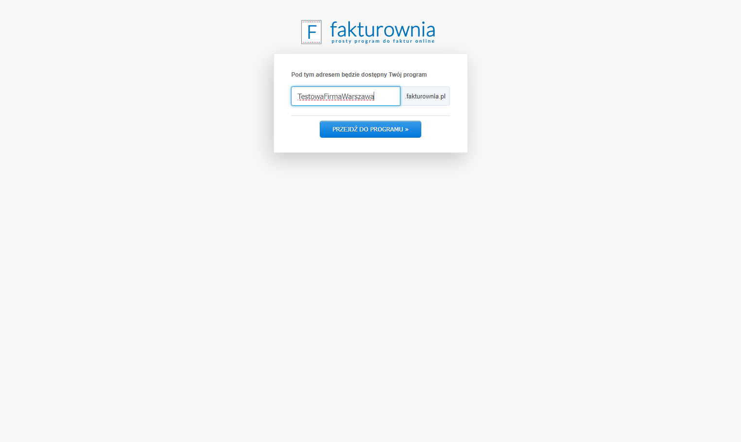 Aby utworzyć nowe konto, kliknij 'Przejdź do programu'.
