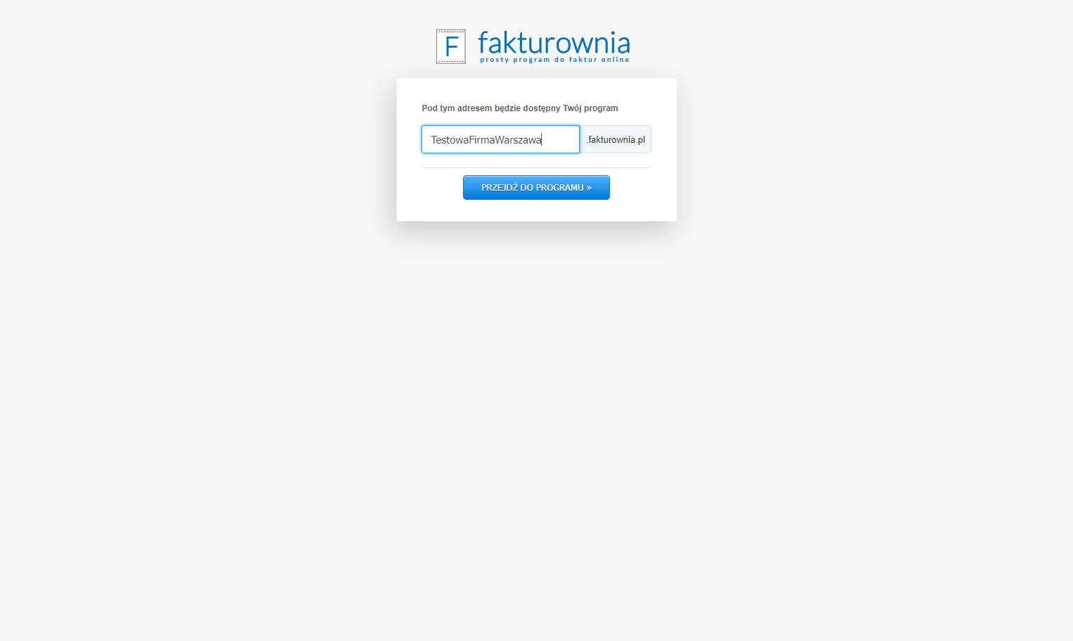 System wyświetli pole do nadania nazwy dla Twojego nowego konta w systemie.