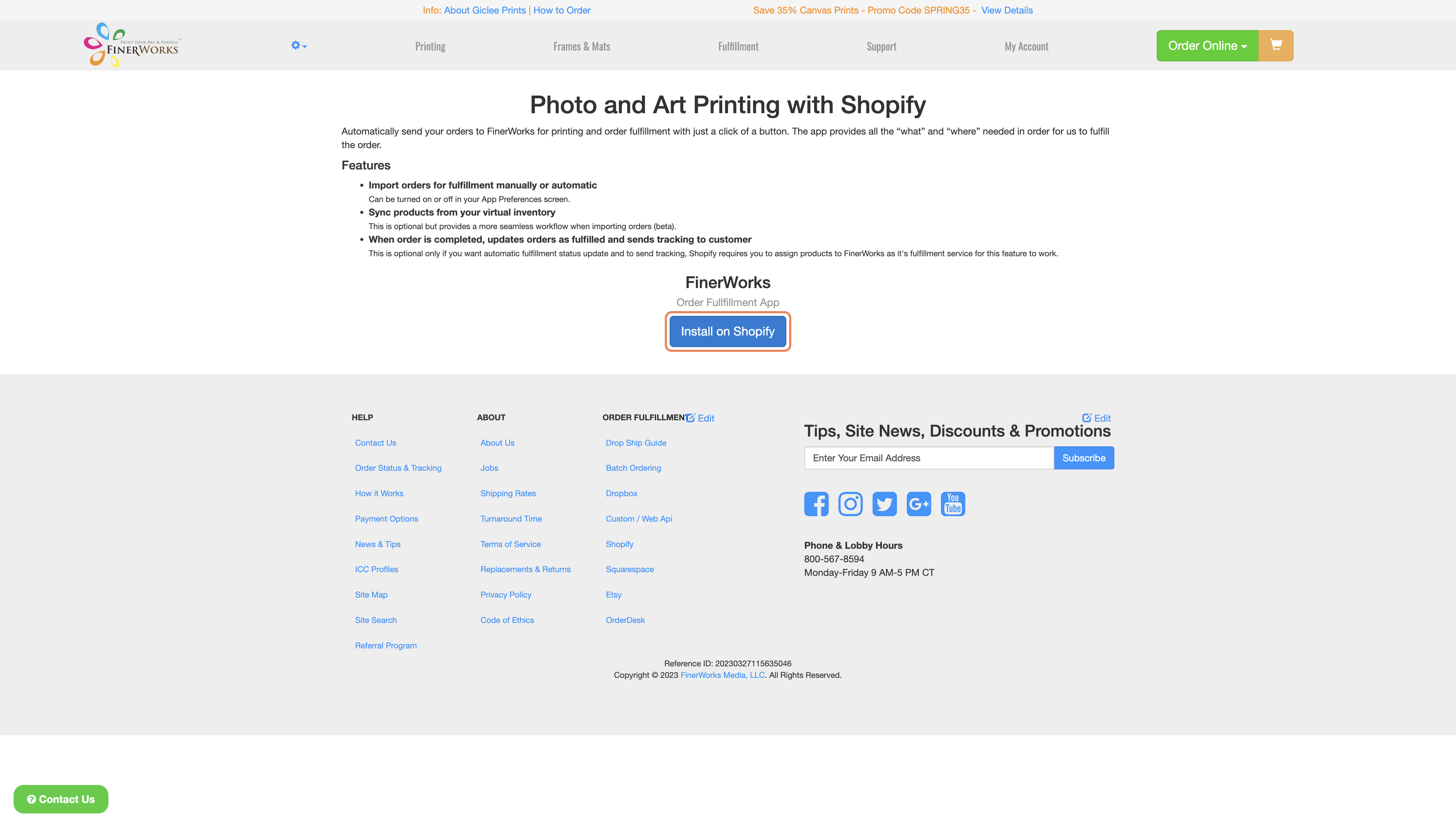 Click on Install on Shopify