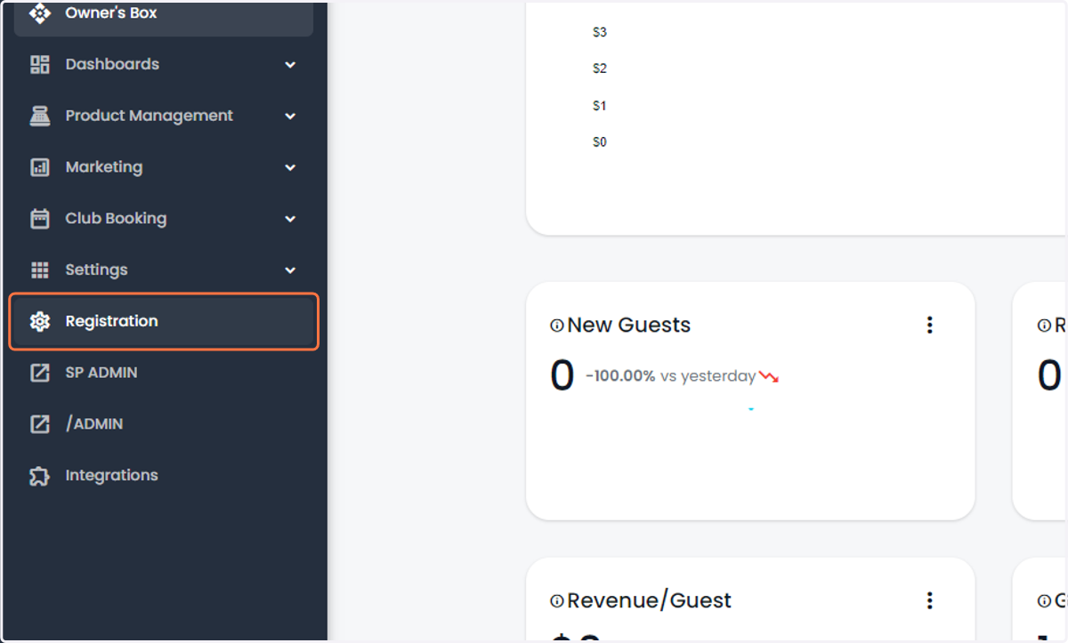 Click on the "Registration" Tab on the left