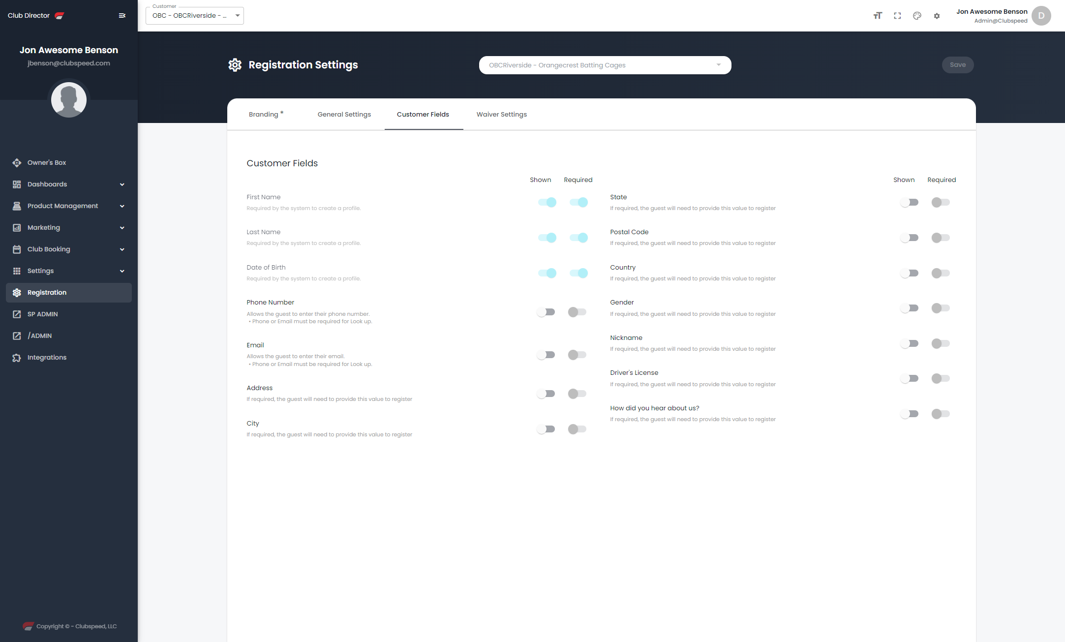 Click on Waiver Settings