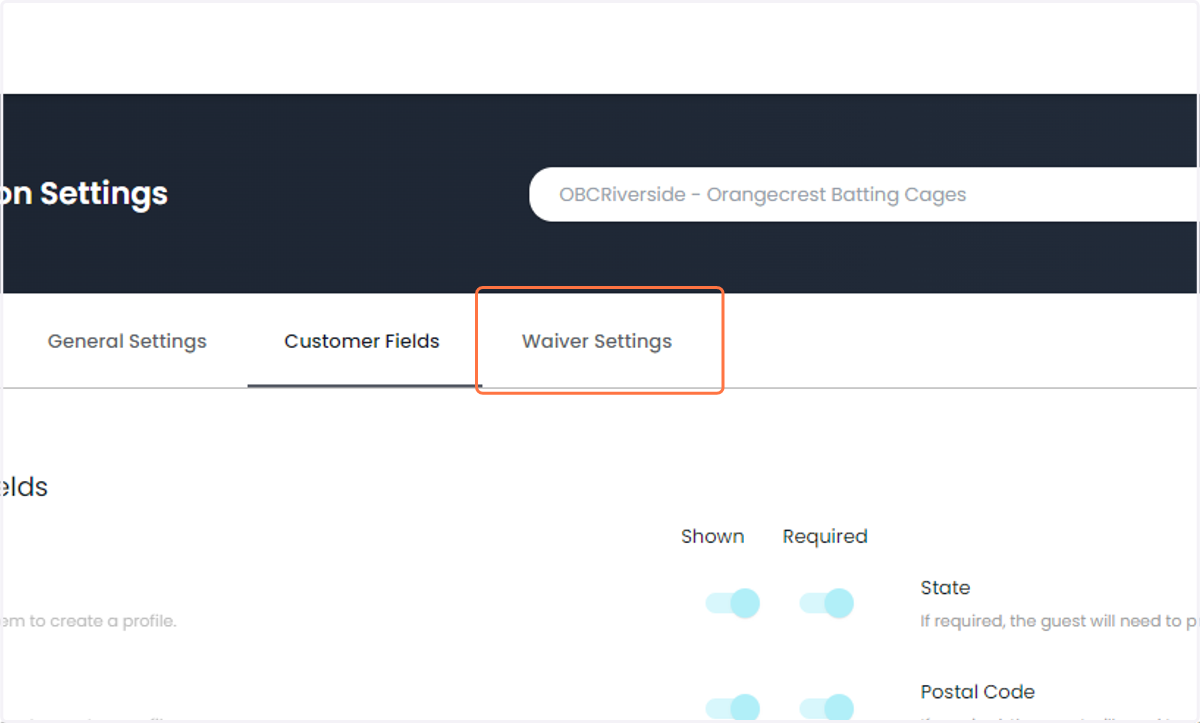 Click on Waiver Settings
