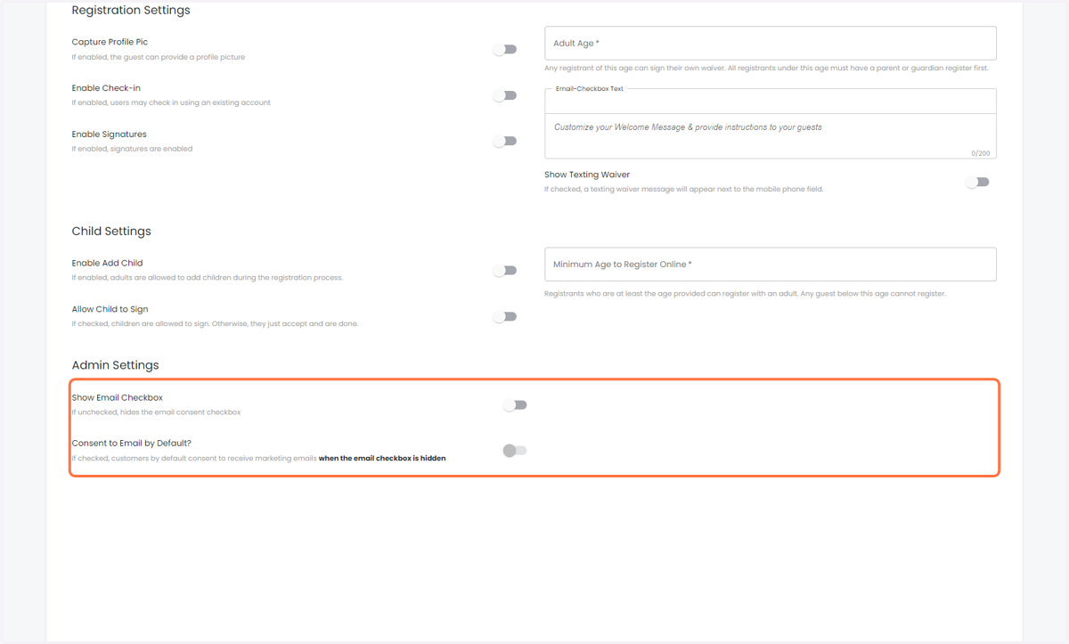 Update additional email settings