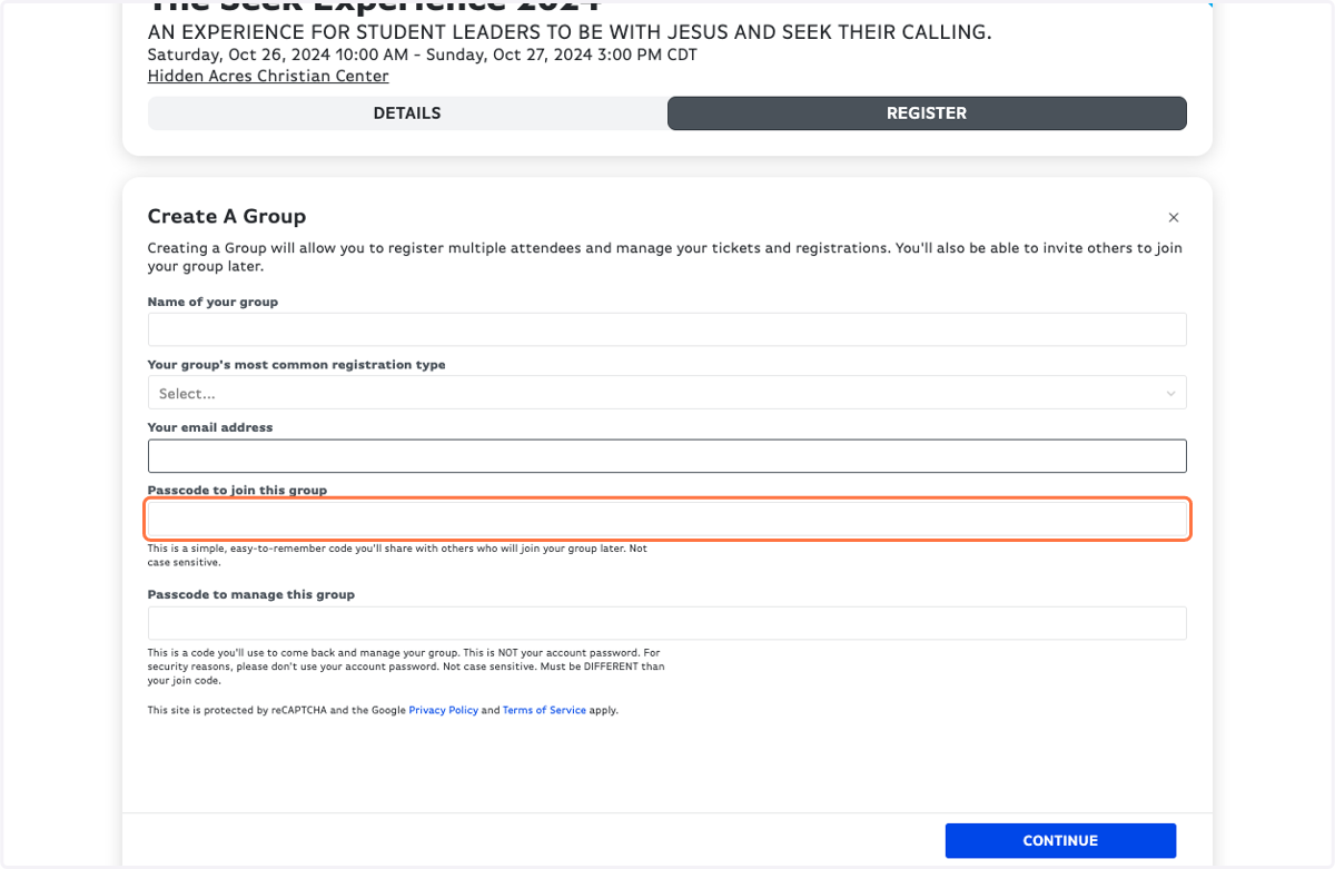 Type a Passcode to join this group