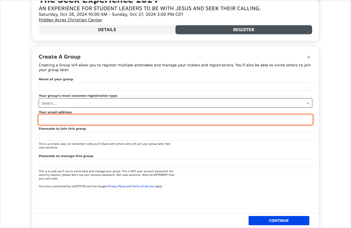 Fill in your email address