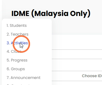 Klik 'Manage' > 'Activities'.