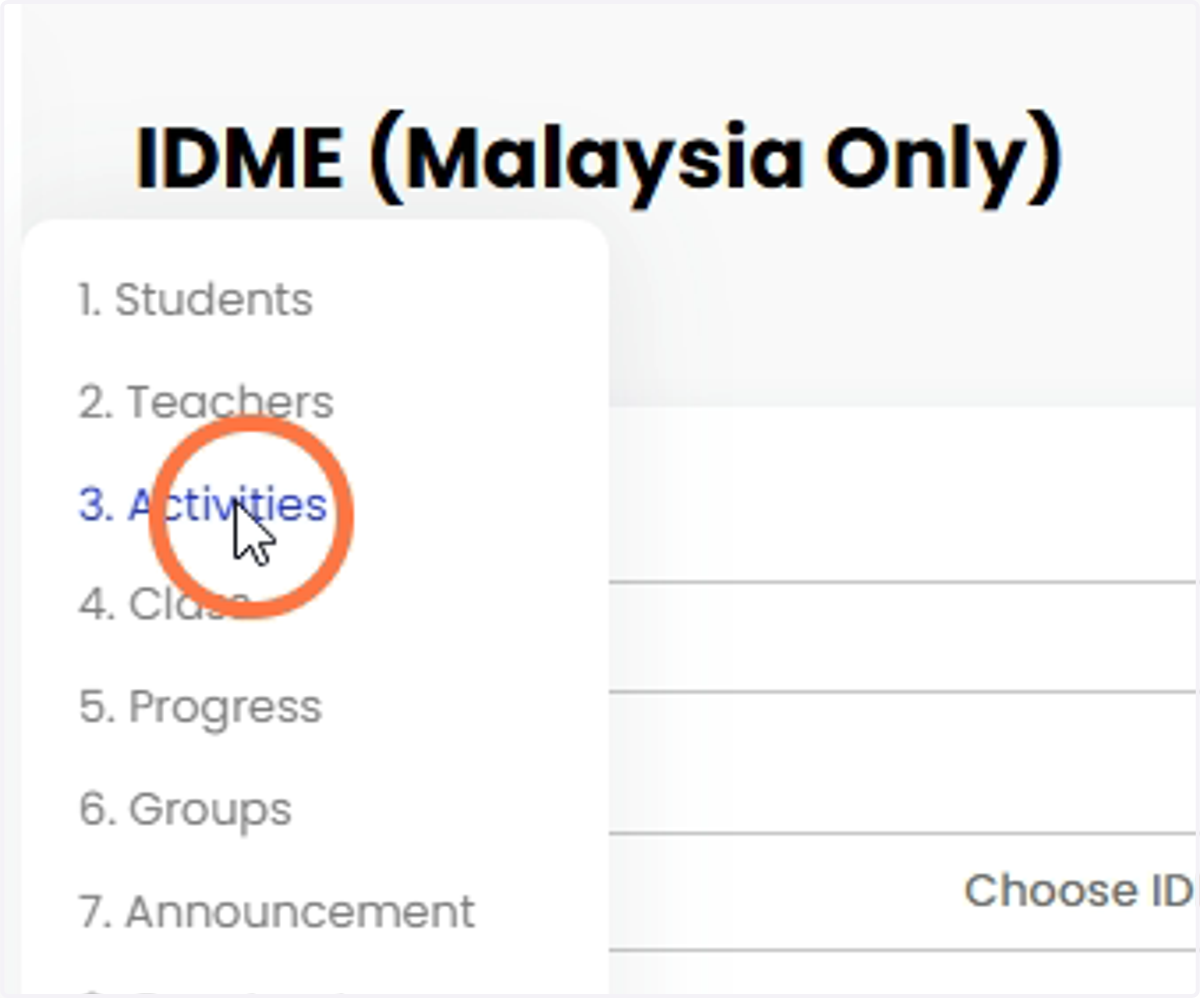 Klik 'Manage' > 'Activities'.
