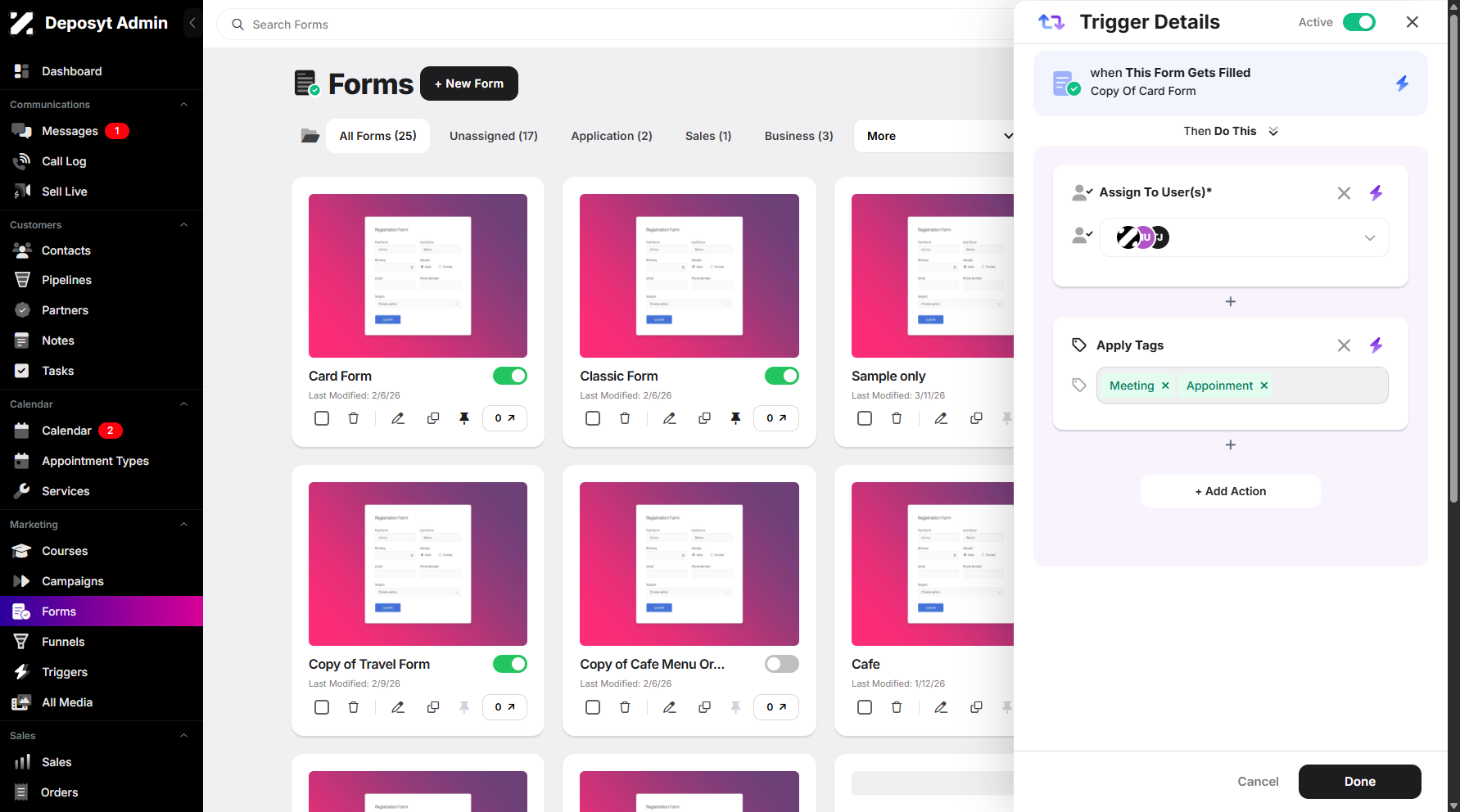 Step 7: You can add multiple actions as needed.