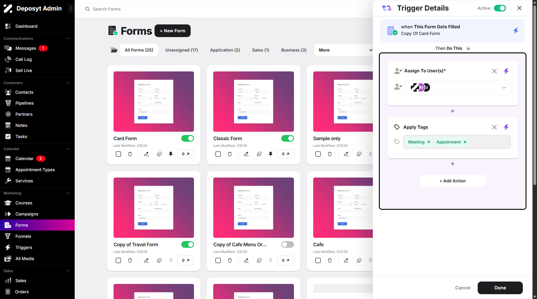 Step 7: You can add multiple actions as needed.