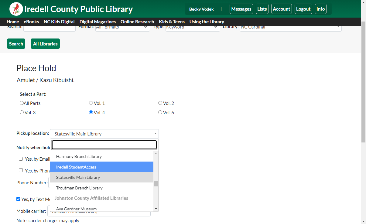 Click on Iredell StudentAccess.