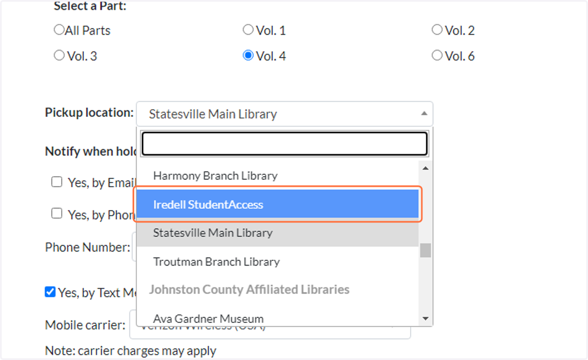 Click on Iredell StudentAccess.