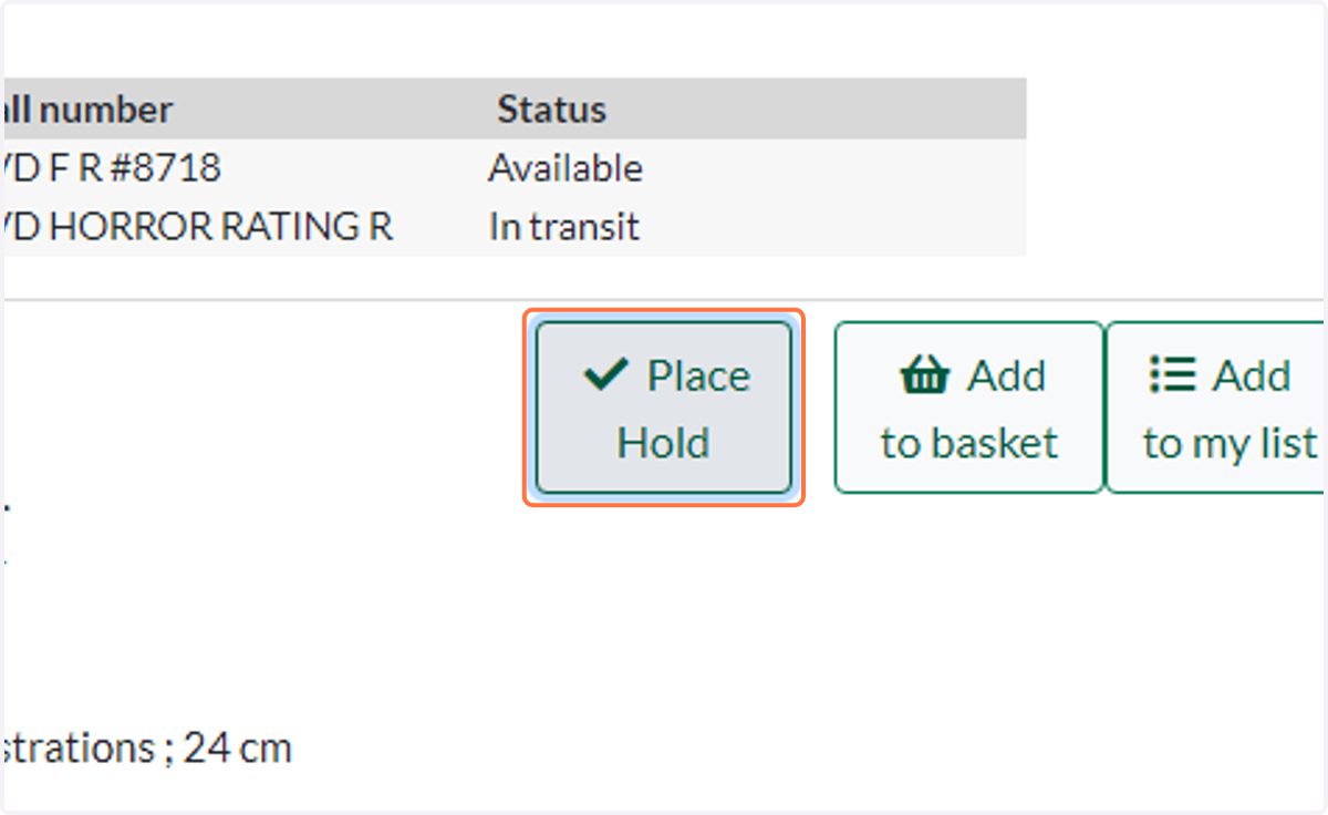 Click on Place Hold