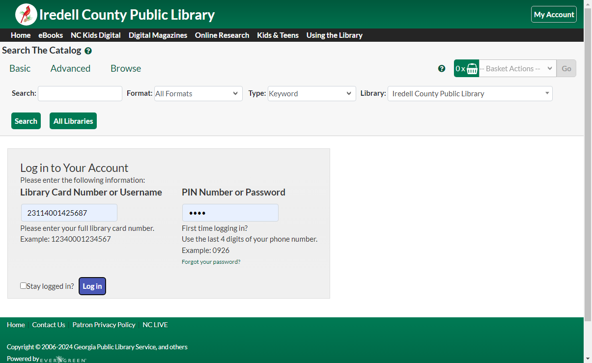 Click on Log in.