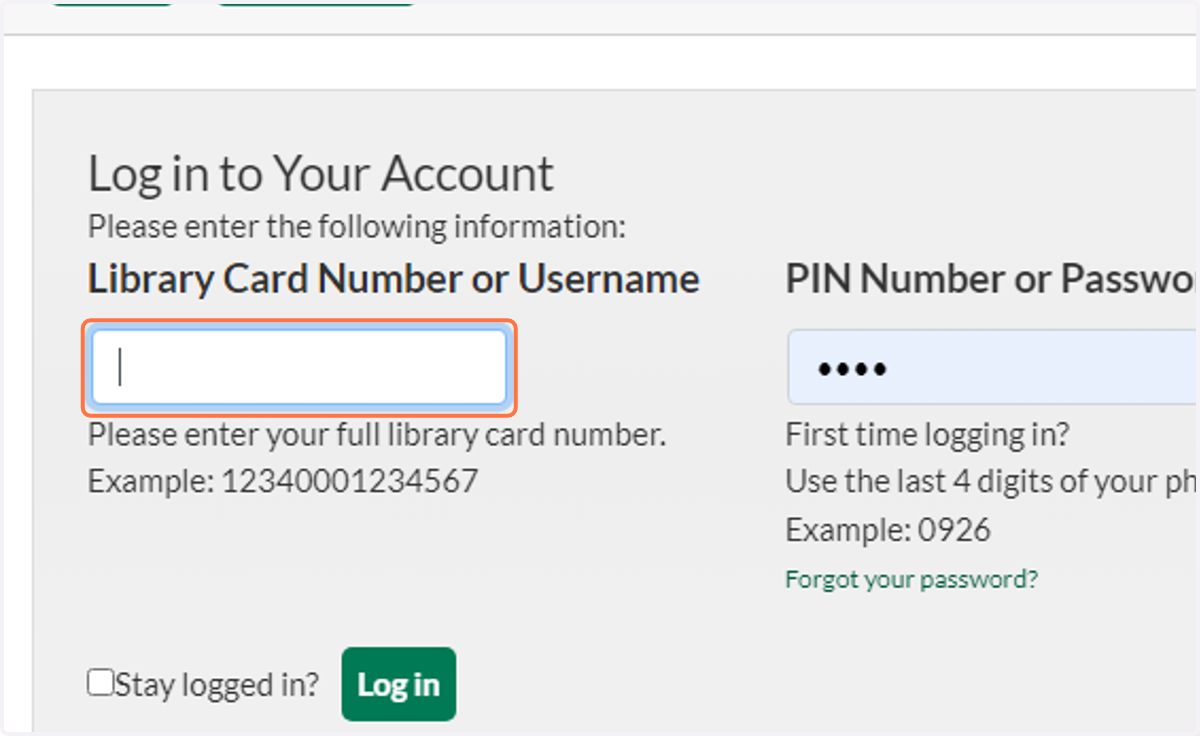 Type Library Card Number which is your LUNCH NUMBER.