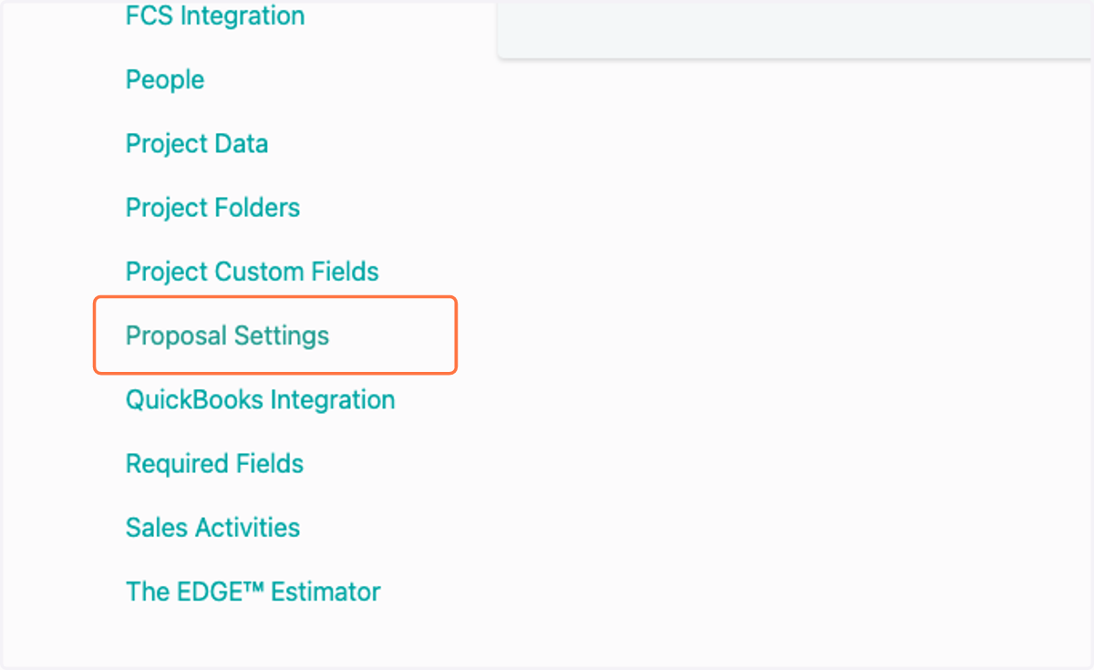 Click on Proposal Settings