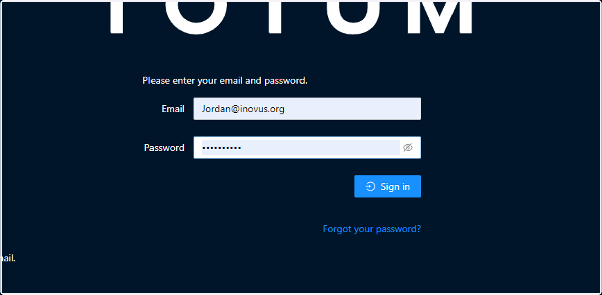 Once returned back to the login page, go to your emails and follow the link you have received to reset your password.