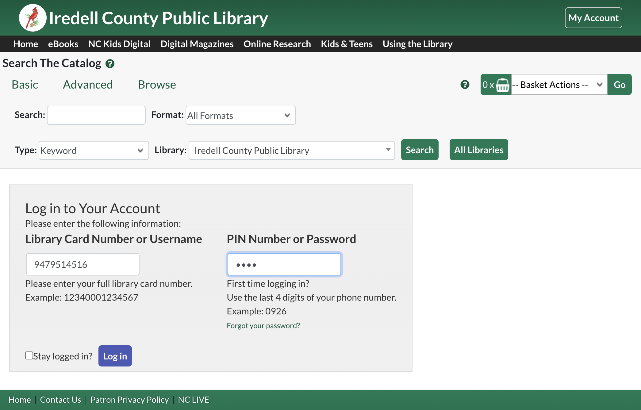Click on Log in