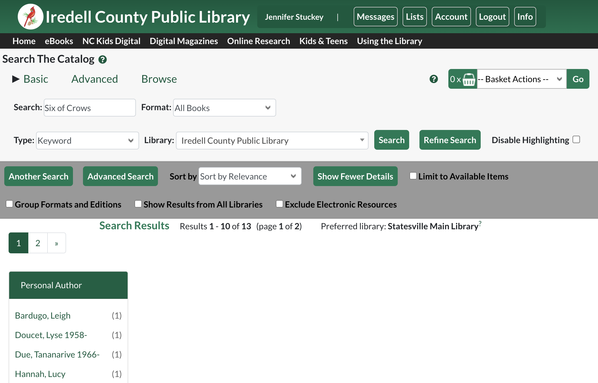 Select 'Iredell County Public Library' from the library drop-down menu