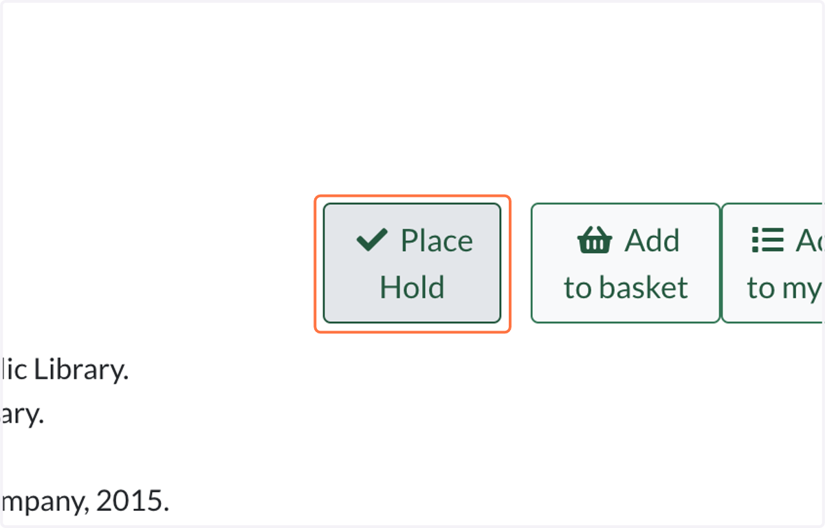 Click on Place Hold