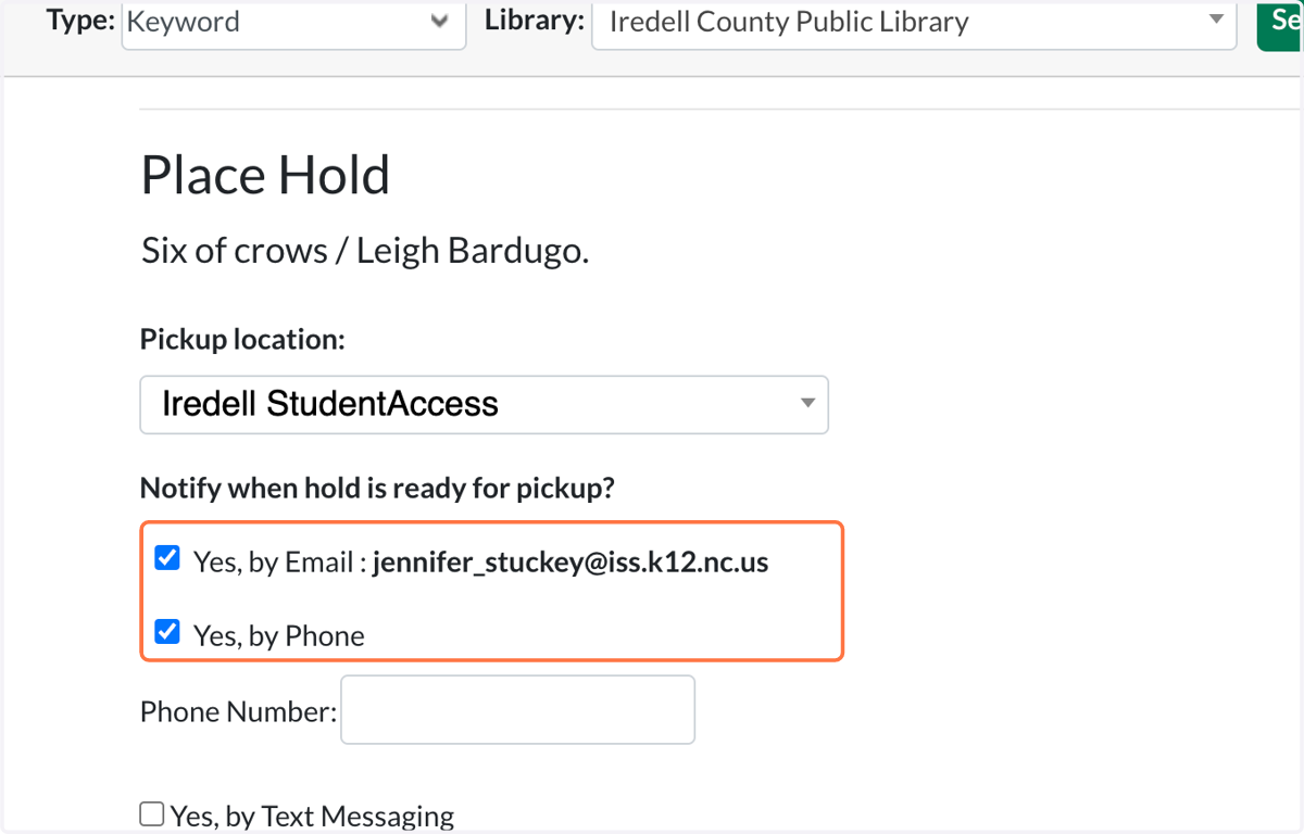 Select how you would like to be notified