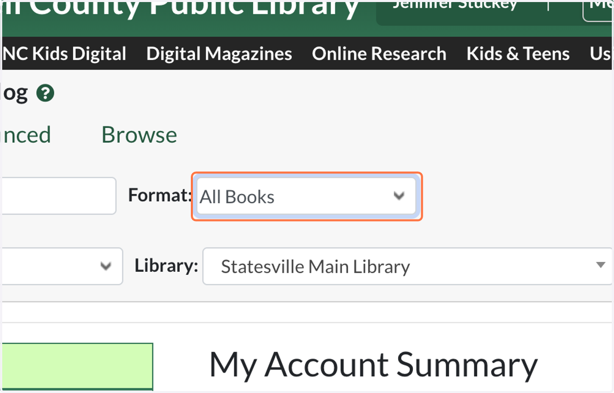 Select 'All Books' from Format