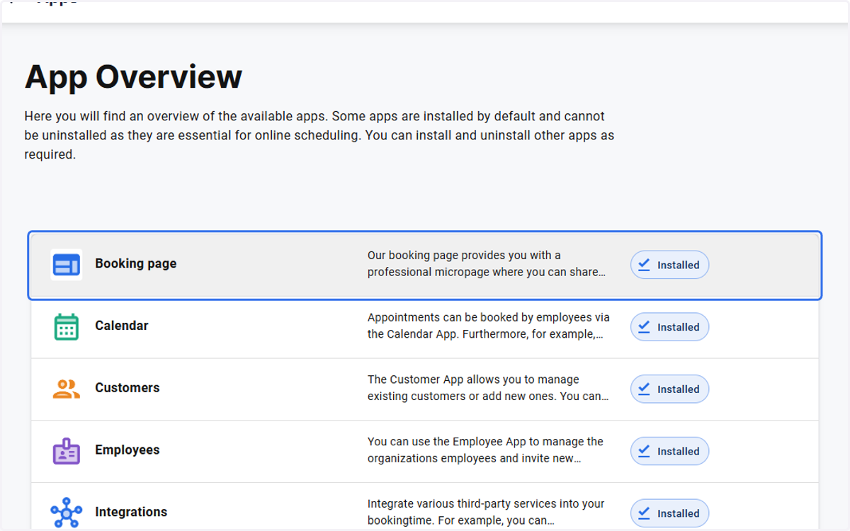 Click on "Booking page"