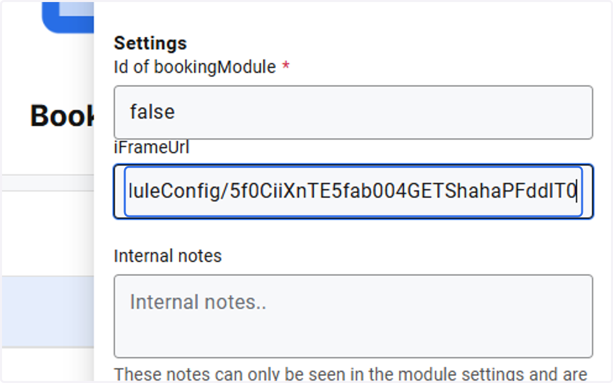 Paste the URL into the iFrameUrl field