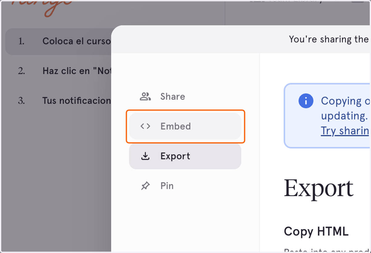 Option 3: Click on Embed