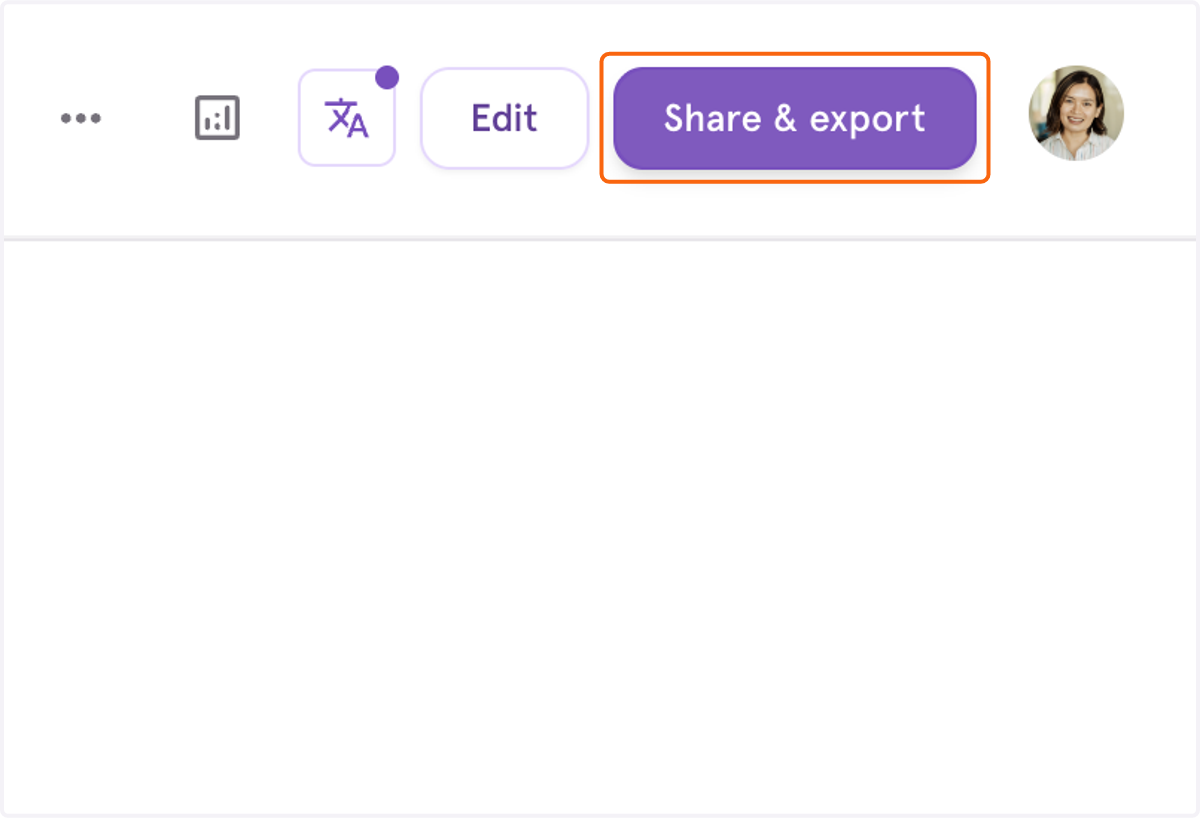 To share your translated workflow, click on Share & export