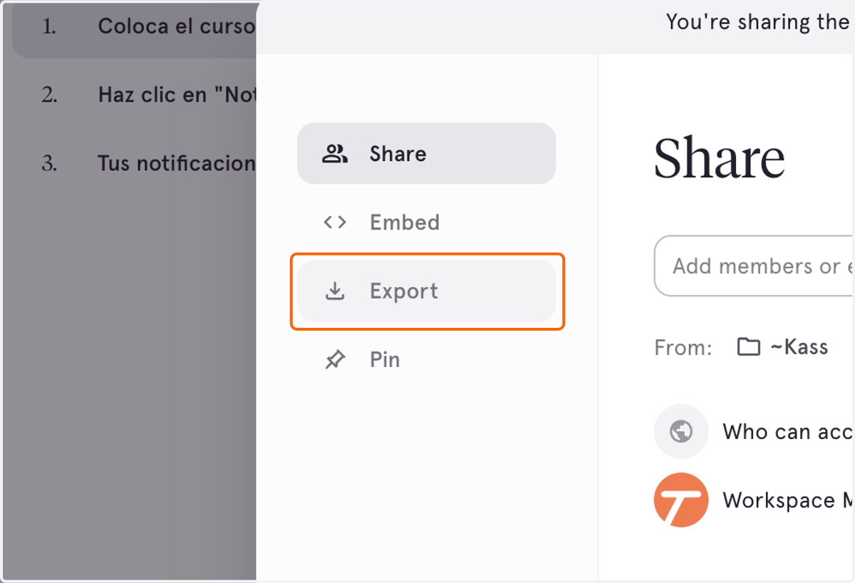 Option 2: Click on Export