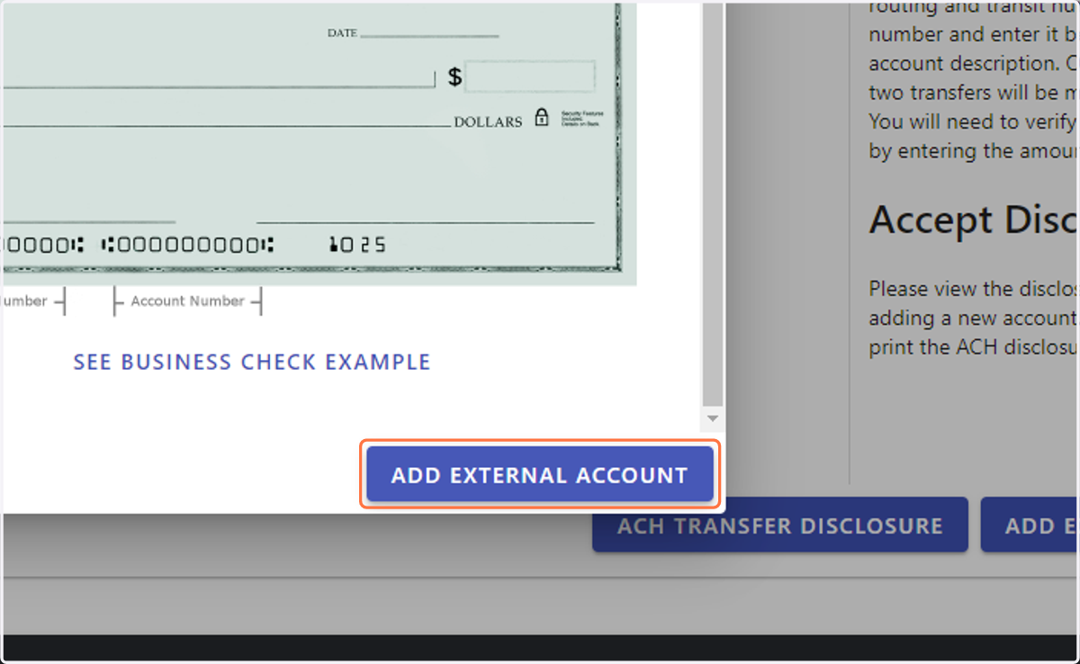 Click on ADD EXTERNAL ACCOUNT