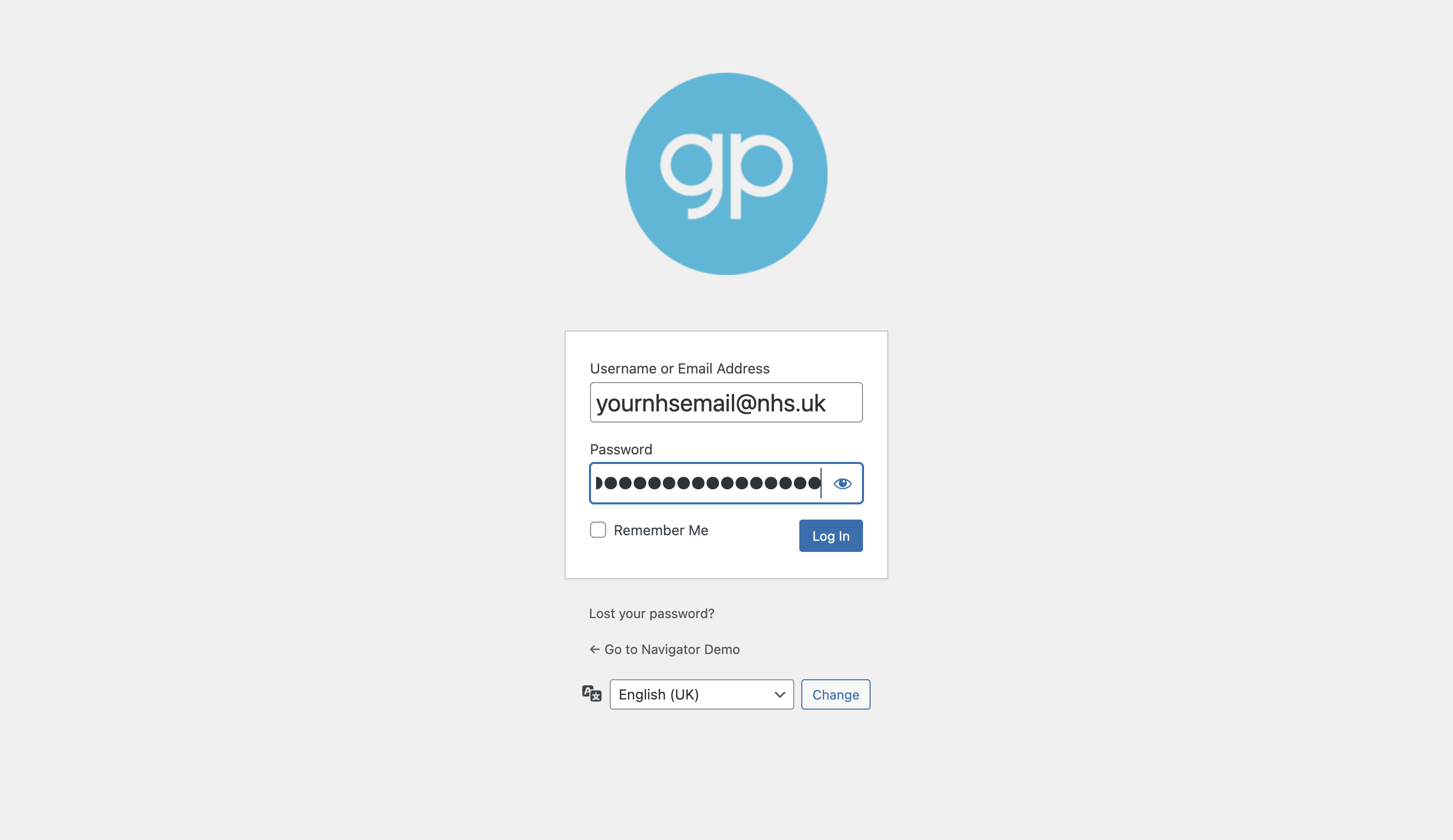 A password typed into the Password box.
