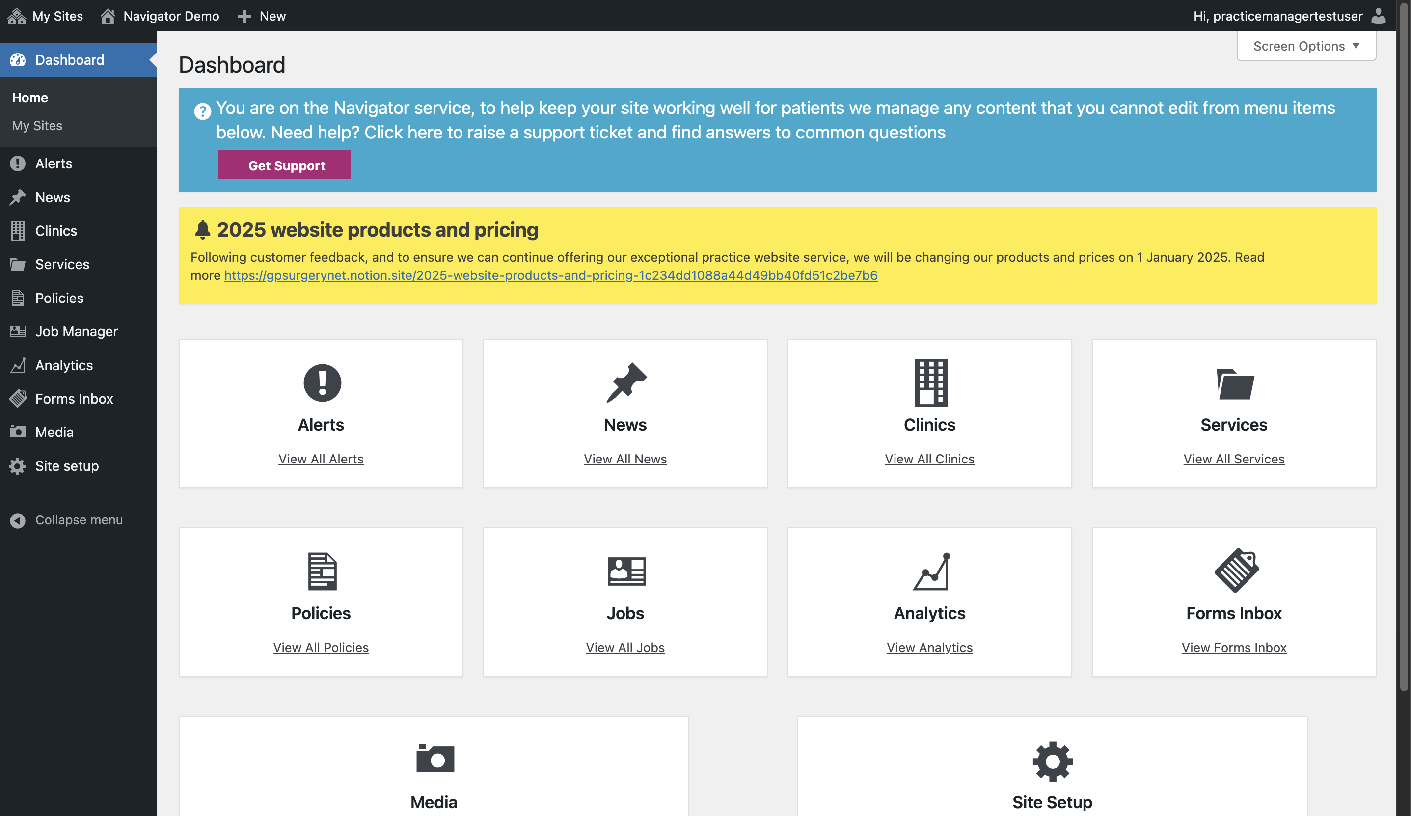 The Navigator Dashboard.