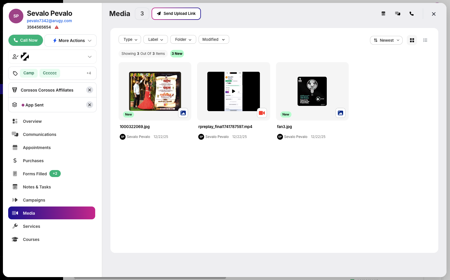 Step 4: From here, you can manage the customer’s media.