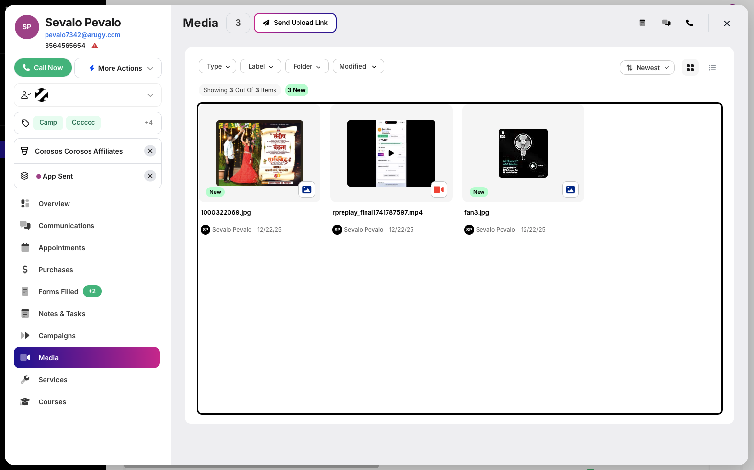 Step 4: From here, you can manage the customer’s media.