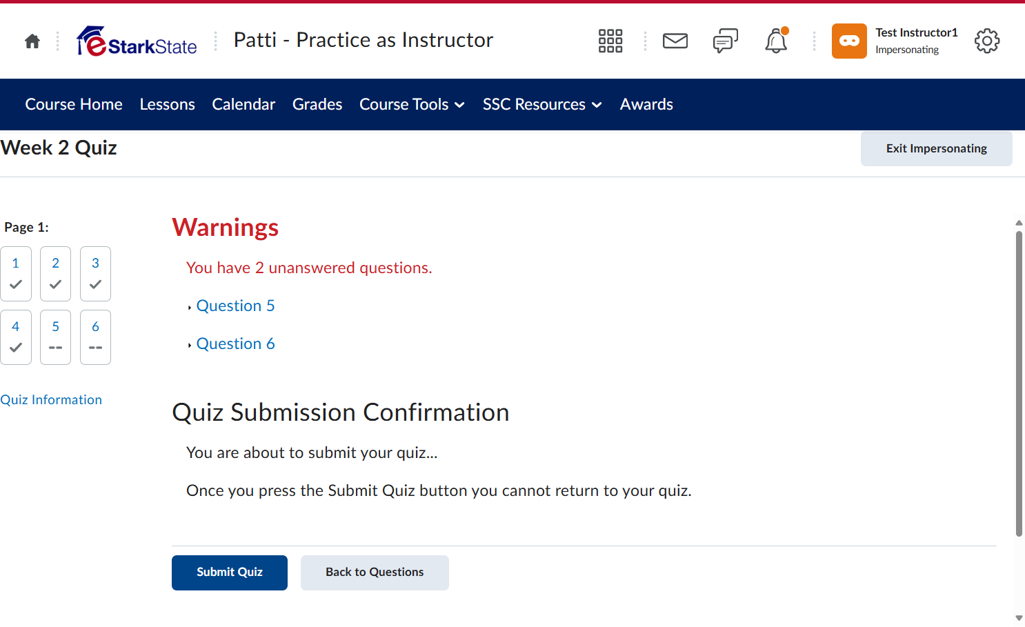 Click on Submit Quiz one more time