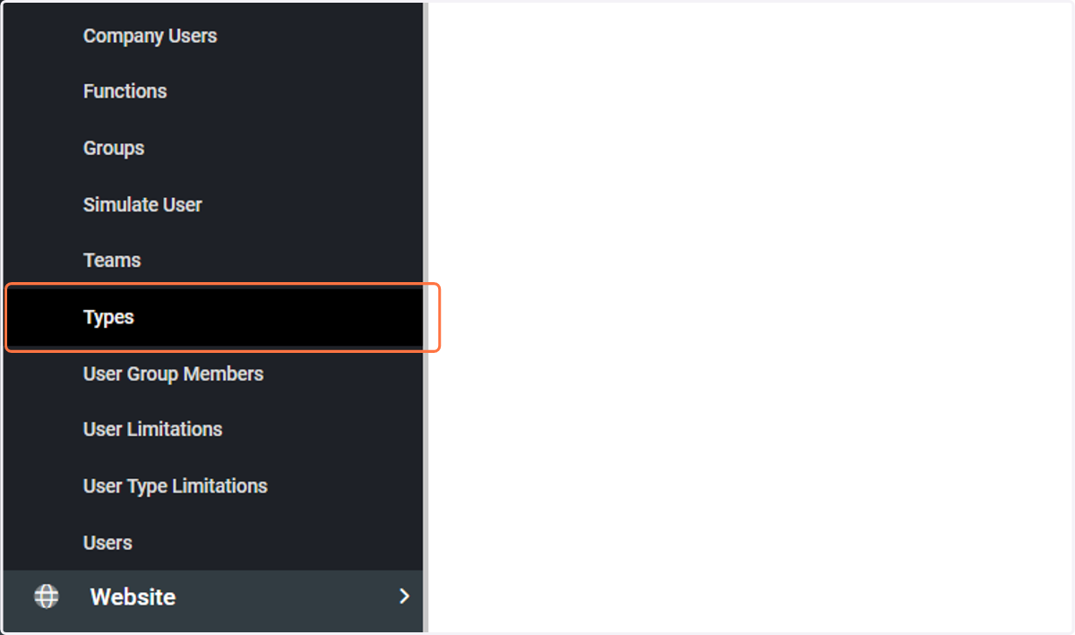 Click on Types