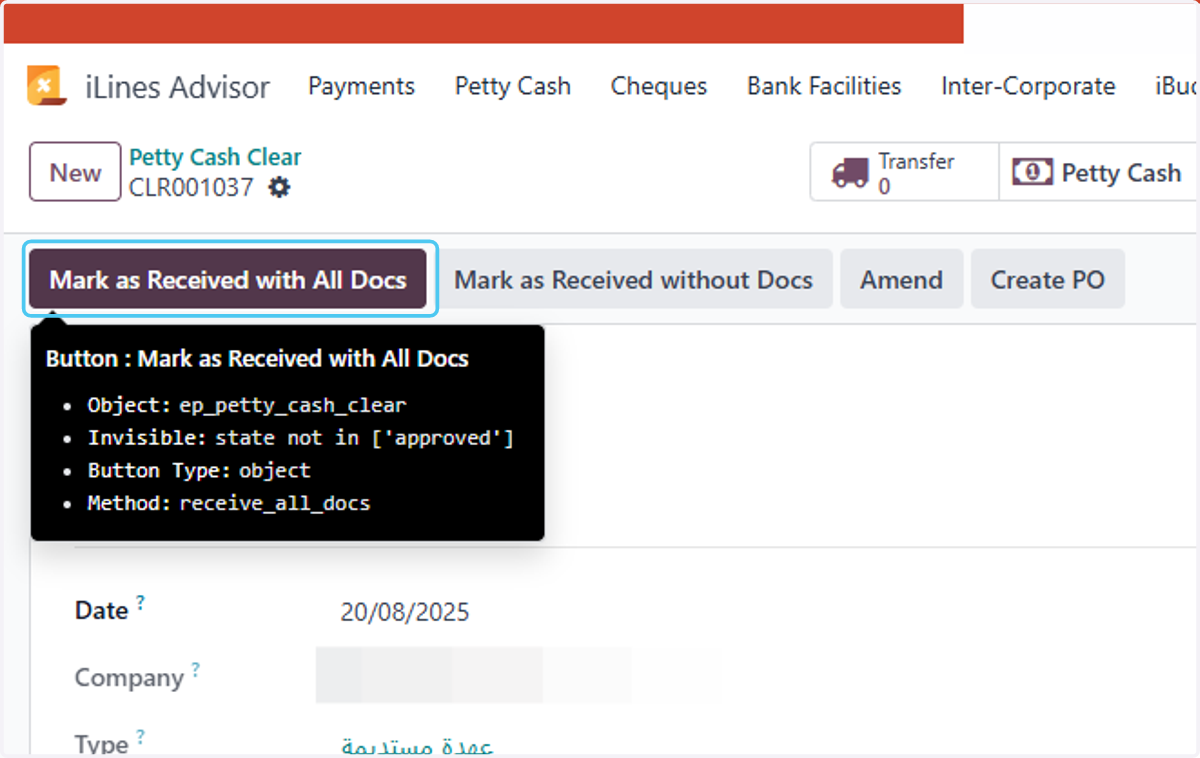 Click on Mark as Received with All Docs