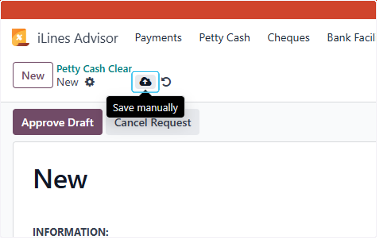 Click on Save manually