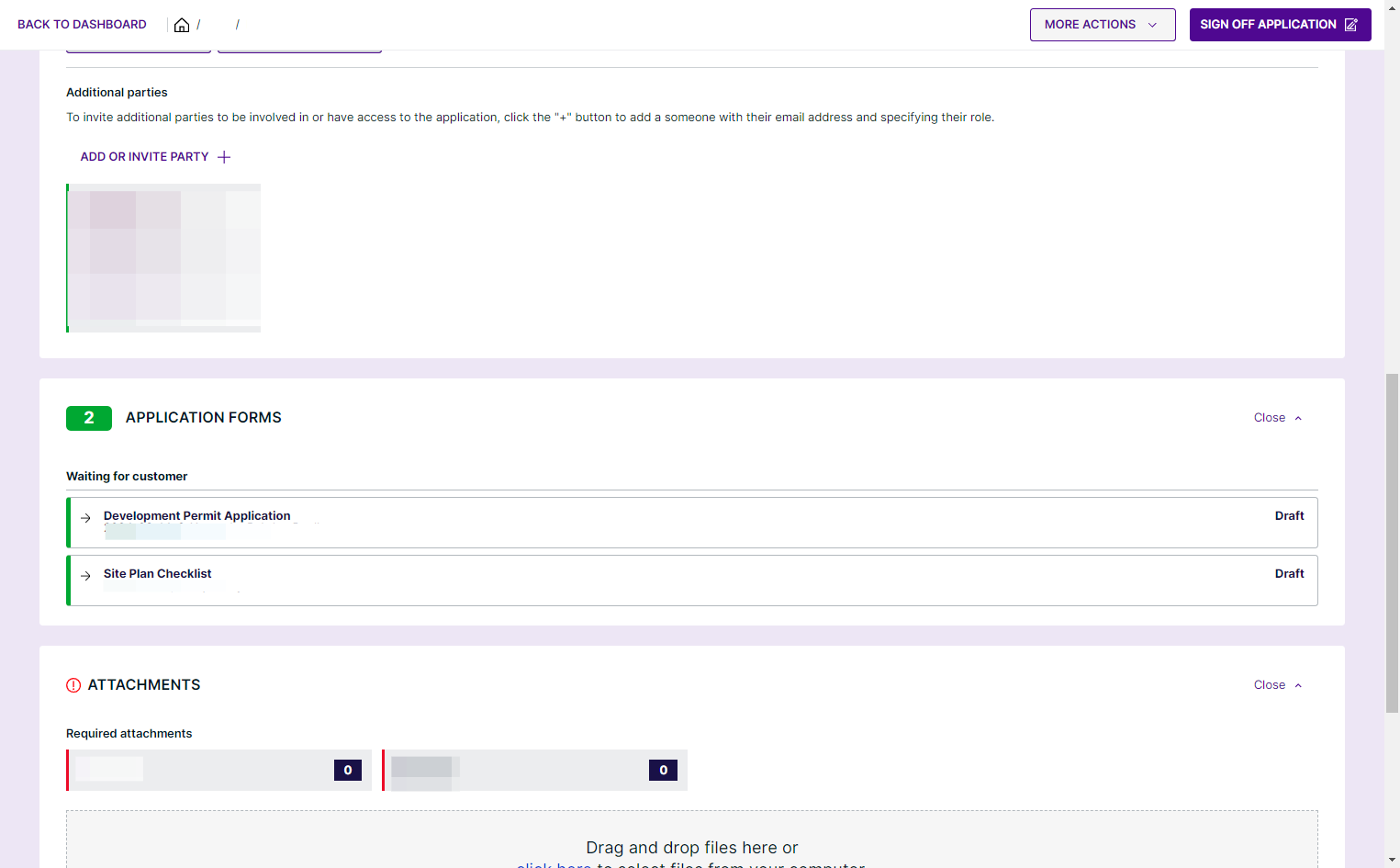 Once each form is complete, with no missing mandatory fields, the box will turn green