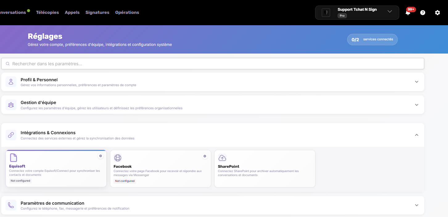 Connectez votre compte Tchat N Sign à Équisoft / Connect