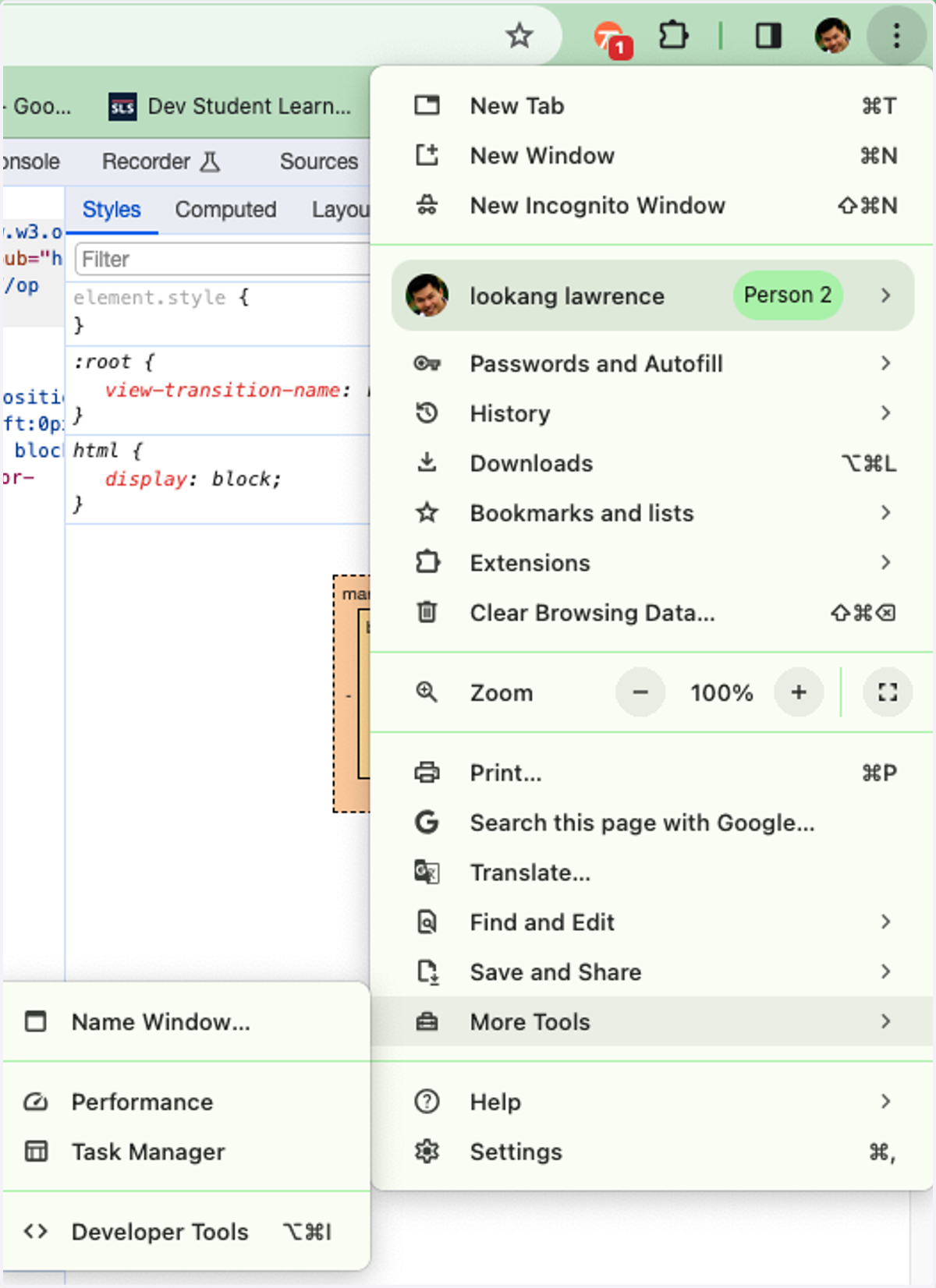 To debug the error, go to developer mode (click the top right corner, 3 dots and choose'More Tools' and "Developer Tools"