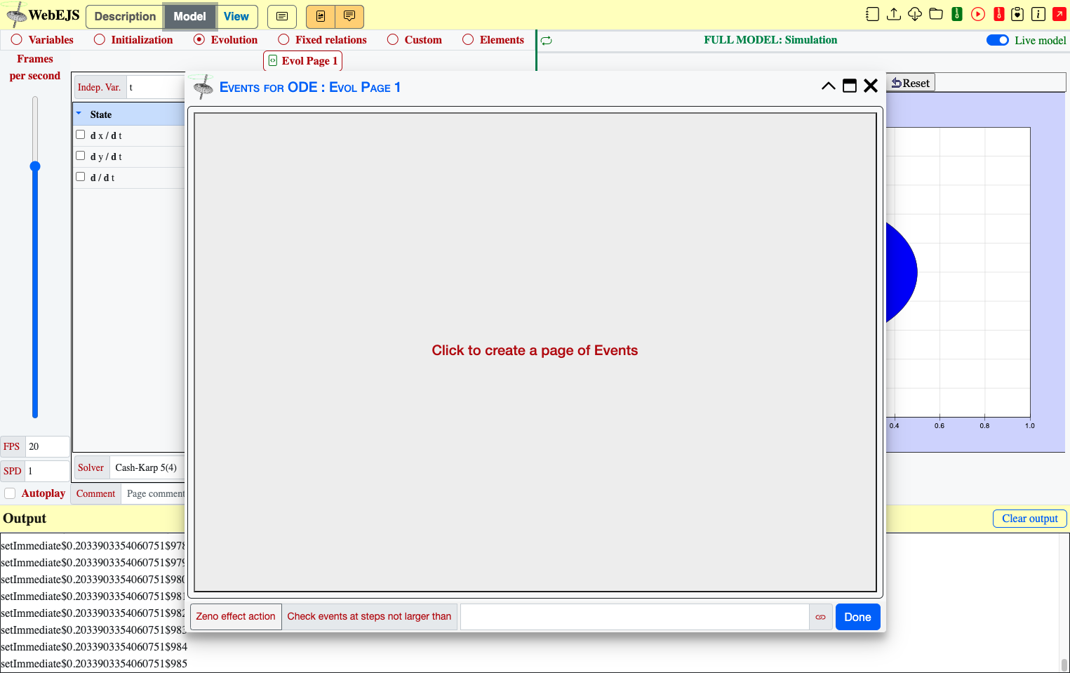 Click on Click to create a page of Events