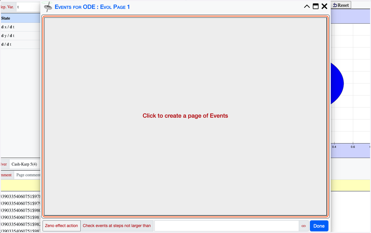 Click on Click to create a page of Events