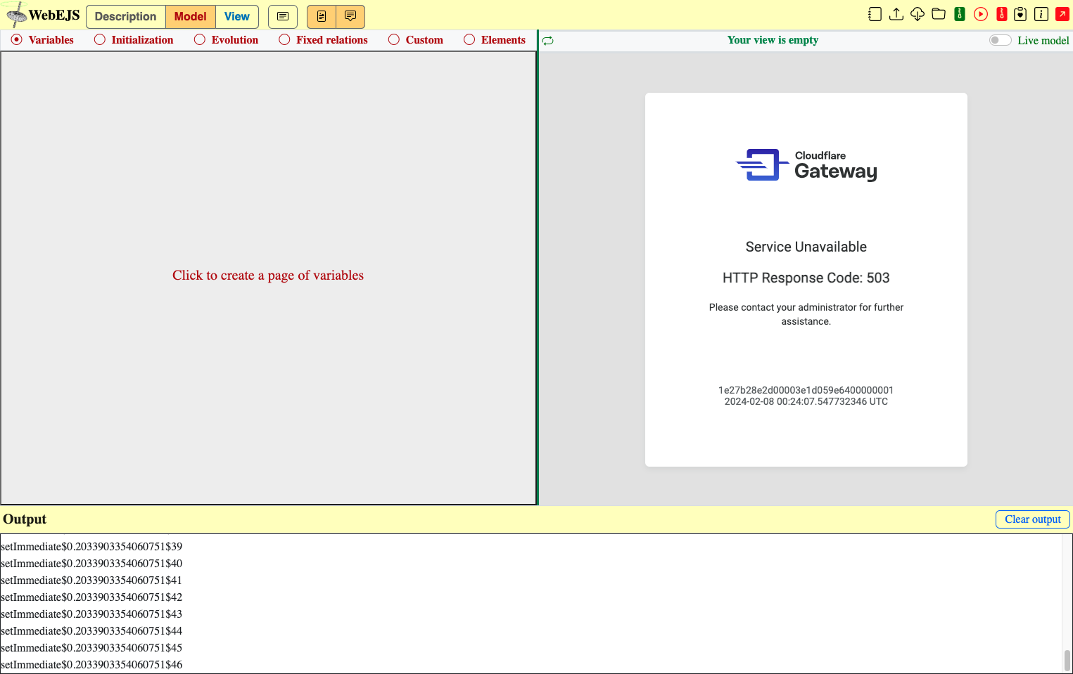Click on Click to create a page of variables