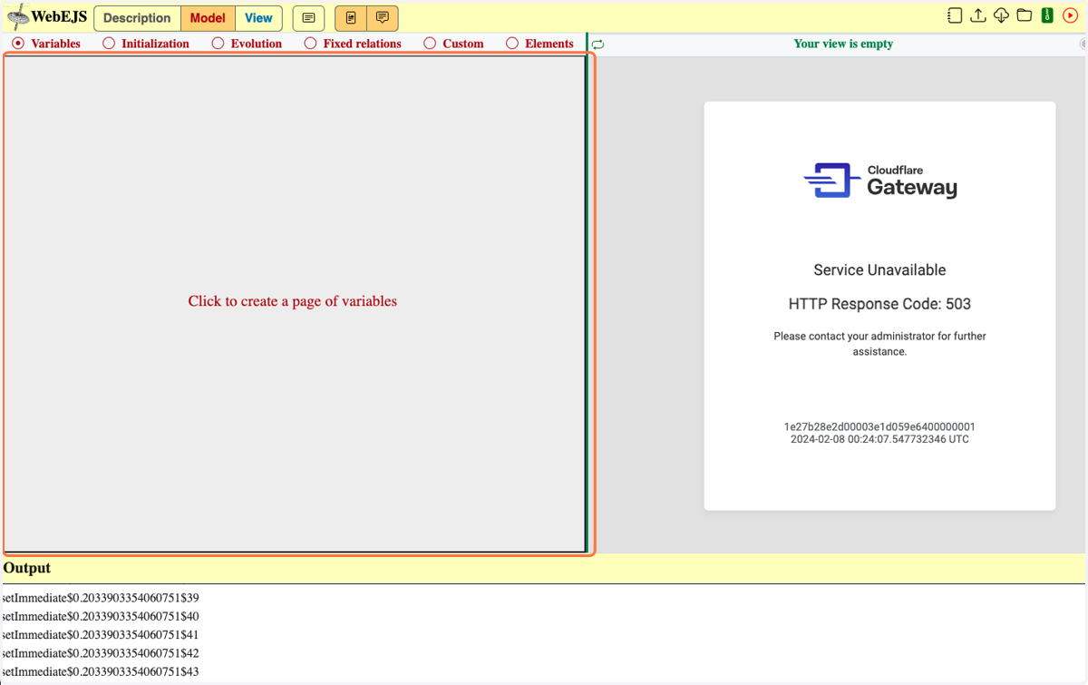 Click on Click to create a page of variables
