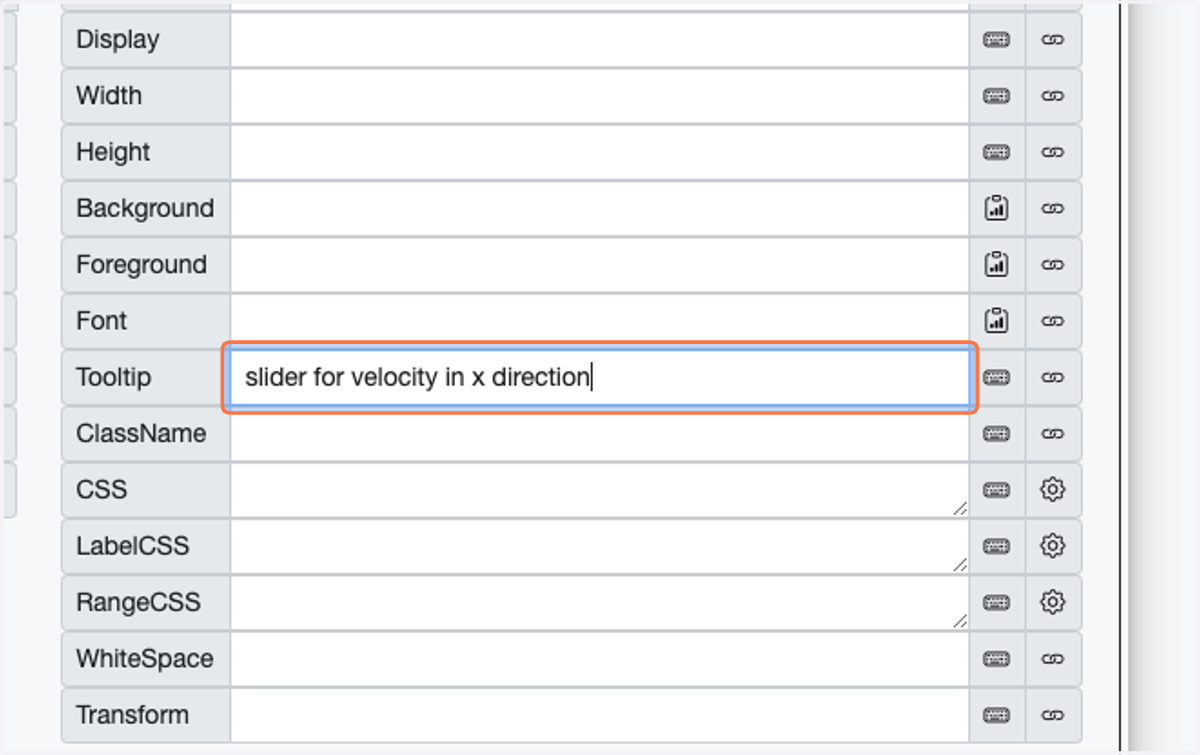 Type "slider for velocity in x direction"