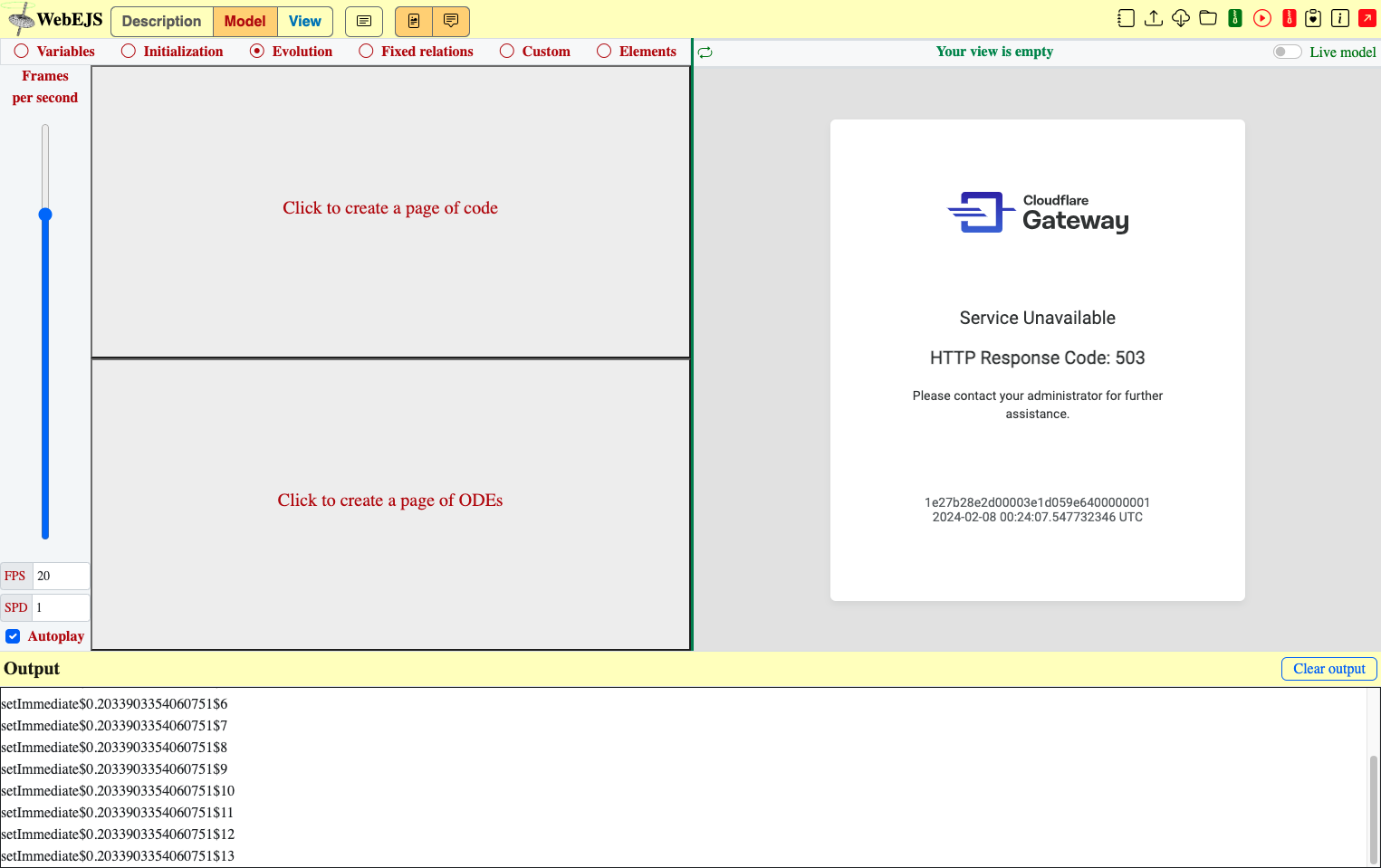Click on Click to create a page of ODEs