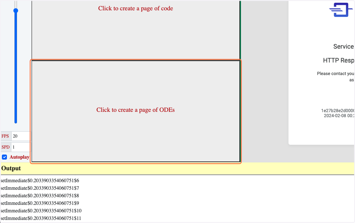 Click on Click to create a page of ODEs